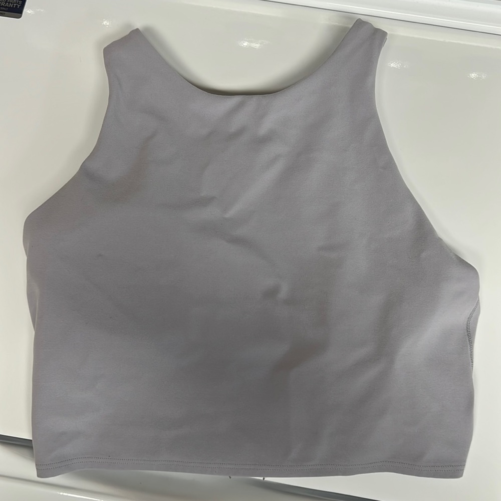 athleta preowned racer back cropped tank top with built in bra size medium/dd